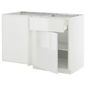METOD / MAXIMERA Ugaoni podni elem s fiokom i polic, bela/Ringhult bela, 128x68 cm