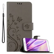 Cadorabo CADORABO Huawei P8 v klasična črna - ovitek v cvetličnem dizajnu z magnetnim zapiranjem, stoječo funkcijo in režami za kartice, (20566442)