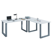 MID.YOU Kotna Pisalna Miza Lona, Bela, Srebrna, 190x130cm