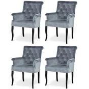Casa Padrino Chesterfield Neo Baroque dining room chair set of 4 gray/black - Kitchen chairs with armrests - Dining room furniture - Chesterfield furniture - Neo baroque furniture