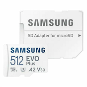 NEW Spominska Kartica Micro SD z Adapterjem Samsung MB-MC512KAEU 512 GB UHS-I 130 MB/s
