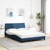 shumee vidaXL Posteljni okvir brez vzmetnice, moder, 140x200 cm, oblazinjen s tkanino