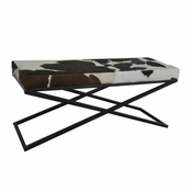 Foot-of-bed Bench DKD Home Decor Crna Bež Metal Smeda Koža Bijela Kolonijalni (120 x 40 x 50 cm)