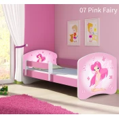 Dječji krevet ACMA s motivom, bočna roza 140x70 cm 07-pink-fairy