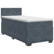 vidaXL Postelja boxspring z vzmetnico Temno siva 90 x 190 cm Žamet