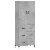 Vidaxl Visoka komoda betonsko siva 69,5x34x180 cm inženirski les