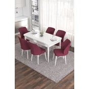 Hanah Home Set Trpezarijski sto i 6 stolica Eva, Bordo-beli