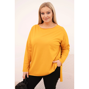 Asimetrična bluza za večje številke z dolgimi rokavi