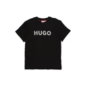 HUGO Majica svetlo siva/črna