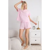 Trendyol Pink Heart Patched Shorts Knitted Pajama Set