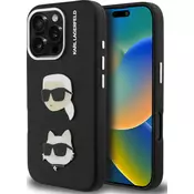 Karl Lagerfeld Grained PU KCH Heads zadnji ovitek za iPhone 16 Pro črn