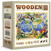 WOODEN CITY Lesena sestavljanka Zemljevid sveta z živalmi 1010 kosov