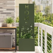 vidaXL Vrtno korito z dekorativno ploščo Olivno zelena 50 x 140 cm