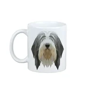 Artdog Bearded Collie, Highland Collie - skodelica s fotografijo in napisom geometrijskega psa Art-Dog