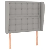 Vidaxl Vzglavje z ušesi svetlo sivo 83x23x118/128 cm blago