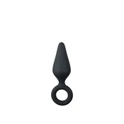 EasyToys Black Buttplug With Pull Ring M – analni plug, 12 cm