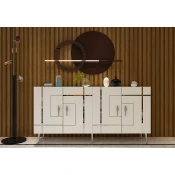 Hanah Home Konzola Line KB150, 150x75x35 cm, Belo-srebrne boje