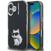 Karl Lagerfeld IML Aquarelle Choupette zadnji ovitek za iPhone 16 črn