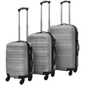 Trodijelni set cvrstih kovcega s kotacima srebrni 45,5/55/66 cm