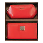 Princ Leather Ženski poklon set novcanik i neseser, Crveni