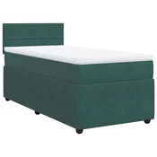 vidaXL vidaXL Box spring postelja z vzmetnico temno zelena 90x200 cm žamet, (21321633)