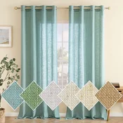Nikcorp Závesy z voálu polopriehľadné set 2 ks 140x300 cm tyrkysové, ľanový vzhľad, 30% ľan 70% polyester, závesy s očkami odolné proti pokrčeniu