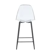 SONNENH Prozorni barski stoli, 2 v kompletu, sedež visok 65 cm, skupna višina približno 102 cm, plastična školjka in kovinske noge s prečkami, prozorna školjka, črno podnožje