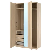 PAX/FORSAND/AHEIM Garderobni sestav, beljen hrast/ogledalo, 125x60x236 cm