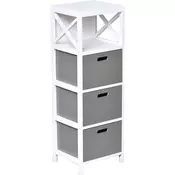 Tendance Ormarić za kupatilo sa 1 policom i 3 fioke 26X30X88Cm Mdf Drvo Bela/Siva