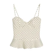Bershka Top ecru / temno rjava