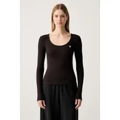 Guess Bluza V4BP07 K8RT2 Temno rjava Slim Fit