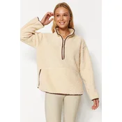 Trendyol Ecru Plush Knitted Sports Sweatshirt