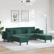 Sofa 3 pcs Tamnozelena 250 x 188 x 76 cm Baršun