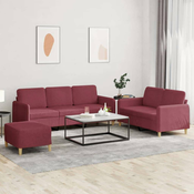 vidaXL vidaXL Sedežna garnitura z blazinami 3-delna vinsko rdeče blago, (20925086)