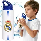 FC Real Madrid Real Madrid Aluminijasta steklenica z ustnikom za navijača, nogometna steklenica za vodo za fanta, z ročajem 750ml