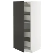 METOD/MAXIMERA Visoka omara s predali, bela/Nickebo mat antracitna, 60x60x140 cm