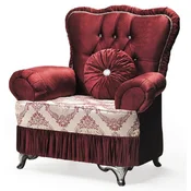 Casa Padrino luxury baroque armchair bordeaux red/cream/silver - Living room armchair with pattern and rhinestones - Baroque style living room furniture - Luxury furniture in baroque style
