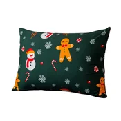Prevleka za blazino iz mikrovlaken SNOWMAN AND GINGERBREAD 50x70 cm, zelena