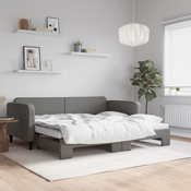VIDAXL izvlečna dnevna postelja (90x200cm, blago), temno siva