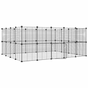 Vidaxl Ograda za hišne ljubljenčke s 36 paneli črna 35x35 cm jeklo