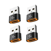 INF USB-C v USB-A adapter, komplet 4, aluminij črna, PD 6A hitro polnjenje, (5000276680)