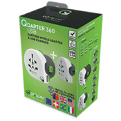 Adapter, strujni, set, univerzalni + EU, USB