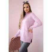 Sweater with stand-up collar purple
