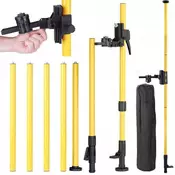 OEM Teleskopski Stojalo 420 cm – Stativ za Lasersko Nivelirko With 1/4 in 5/8 Navojem | Aluminij, 6 Modulov, Libela | za Gradbeniške Meritve