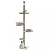 Northix Nastavljivo mačje drevo od tal do stropa, 236-271 cm, sivo