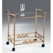 Casa Padrino Luxury Serving Trolley Brass/Antique Bronze/Black 86 x 48 x H. 72 cm - Rectangular Brass Trolley with Glass Plates - Hotel & Restaurant Accessories - Luxury Quality - Made in Italy