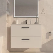 Kupaonski element viseci Concepto+ Quadro 80, bijeli, s 2 ladice
