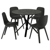 NORRMJÖLE/ODGER Miza in 4 stoli, imitacija marmorja črna/antracit, 105 cm