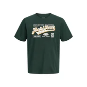 JACK & JONES Majica rumena/temno zelena/bela