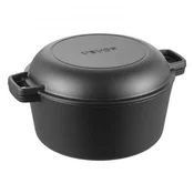VEVOR Lonec Dutch Oven 2-v-1 predhodno začinjen s pokrovom kot ponvijo 322x26x165 cm črn